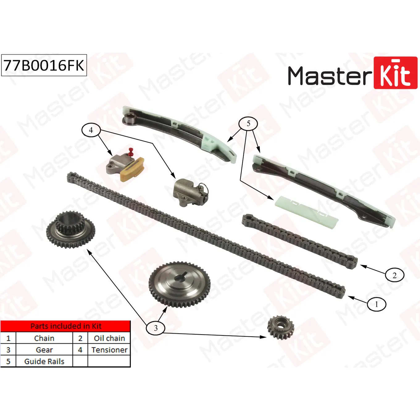 Комплект цепи ГРМ NISSAN: QASHQAI 2.0 MR20DE 07 MASTERKIT 77B0016FK