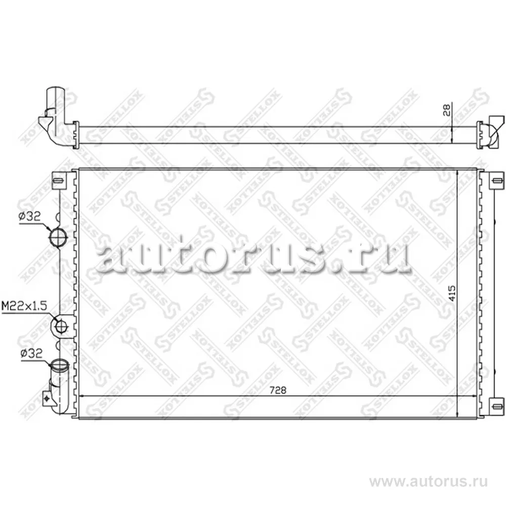 Радиатор системы охлаждения без AC Opel Movano 1.9/2.8DTi 98> STELLOX 10-26179-SX