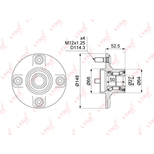 Ступица задняя в сборе NISSAN Almera Classic 06-> LYNXauto WH-1457