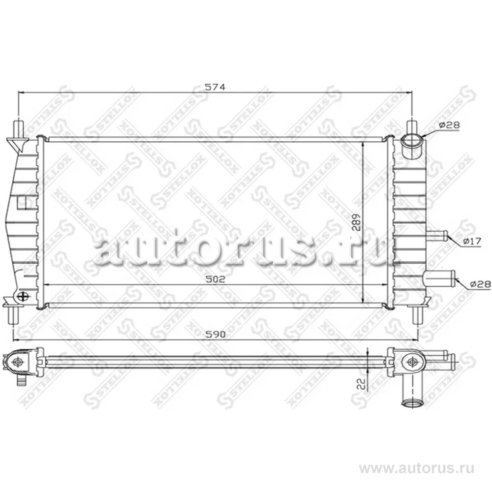 Радиатор системы охлаждения без AC МКПП Ford Fiesta, Mazda 121 1.3 STELLOX 10-25799-SX
