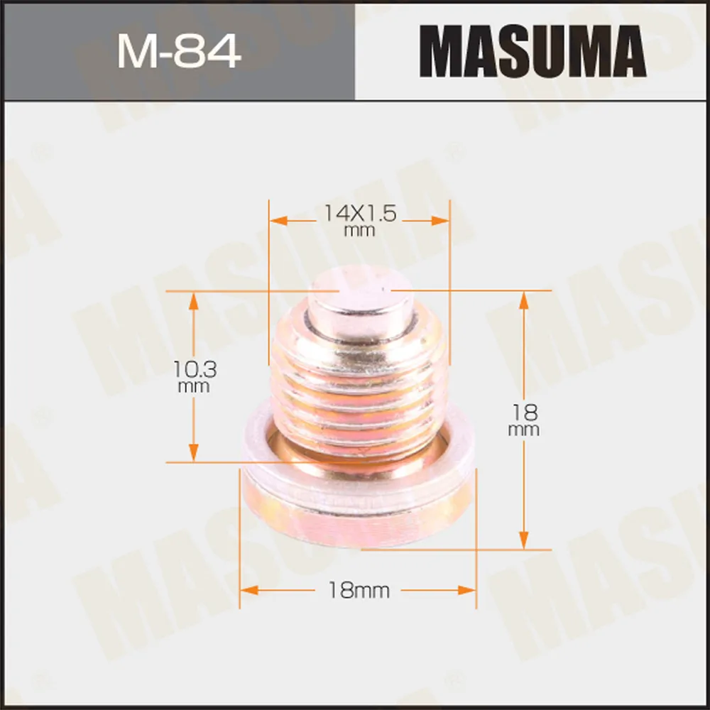 Болт маслосливной С МАГНИТОМ (с шайбой) VAG 14x1.5mm MASUMA M-84