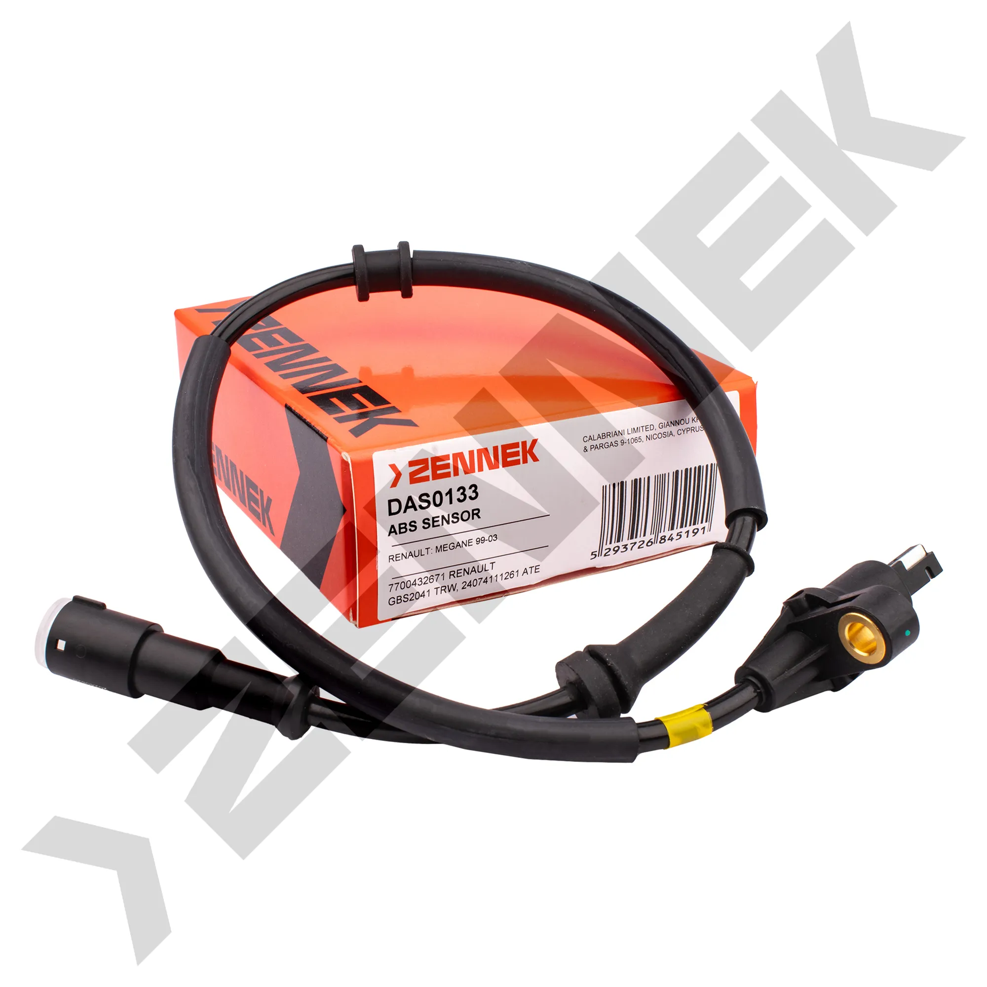 Датчик ABS задний левый/правый RENAULT MEGANE 99-03 ZENNEK DAS0133