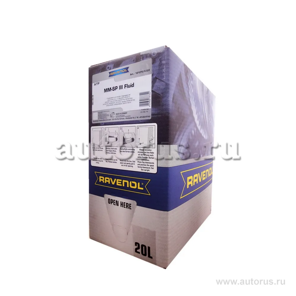 Трансмиссионное масло RAVENOL ATF MM SP-III Fluid (20л) ecobox 1212103-B20 (4014835787322)
