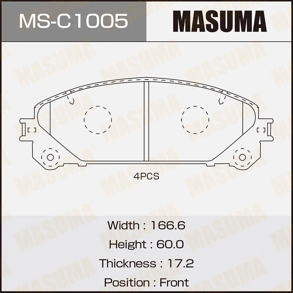 Колодки передние TOYOTA ALPHARD MASUMA MS-C1005