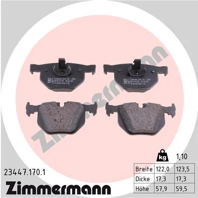 колодки дисковые задние BMW X5 (E70/F15) 2.0D-3.0D 07/X6(E71-F16) 3.0-3.0D 08 ZIMMERMANN 23447.170.1