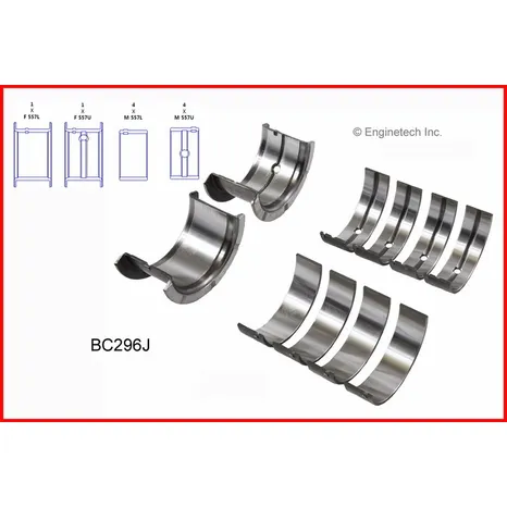 Вкладыши коренные комплект +0.25 GM 5.0/5.7L 1968-2002 ENGINETECH BC296J.25