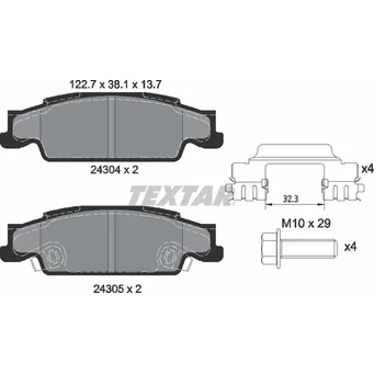 Колодки тормозные дисковые задние CADILLAC CTS 03/02-12/07 / CADILLAC STS 09/04-12/07 / CADILLAC STS TEXTAR 2430402