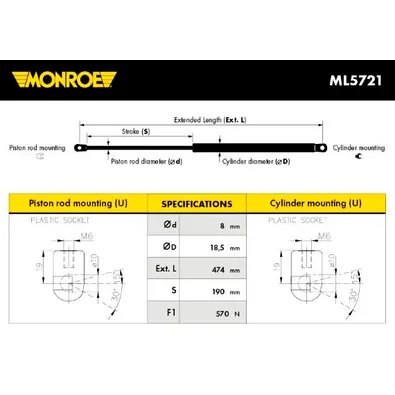 Амортизатор крышки багажника MONROE ML5721