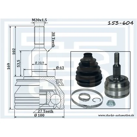 ШРУС VW T-5 1,9TD-2,0 STARKE 153-604
