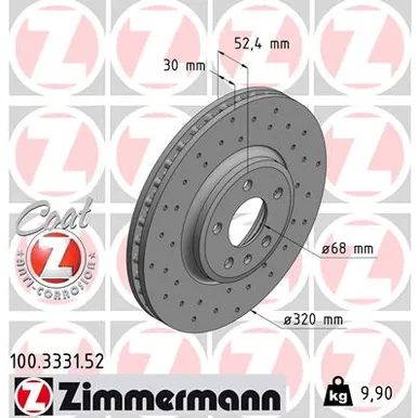 Диск тормозной передний AD ZIMMERMANN 100.3331.52