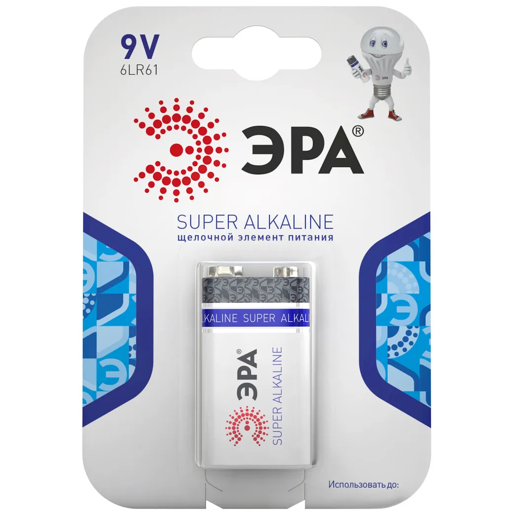 Батарейки ЭРА 6LR61-1BL SUPER Alkaline (12/96/5760)