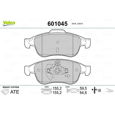 Колодки дисковые передние renault megane sedan coupe 08 renault VALEO 601045