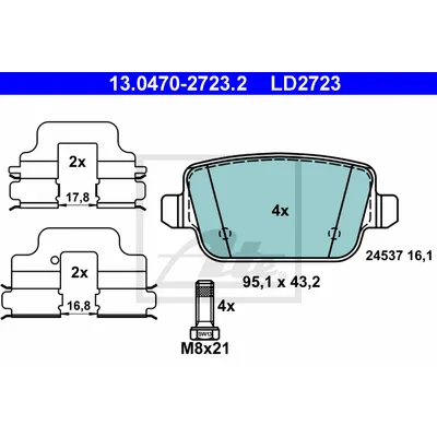 Комплект тормозных колодок ATE Ceramic 13.0470-2723.2