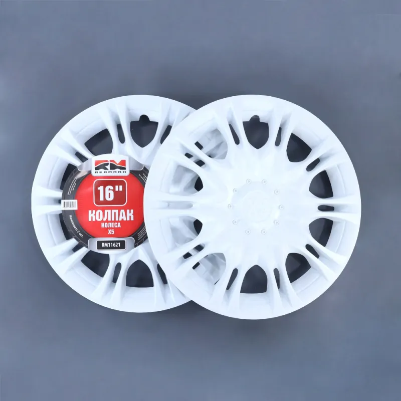 Колпак колеса R16 Г-3302, иномарки Х5 задний белый (пруж) кт 2 шт. REDMARK REDMARK RM11621