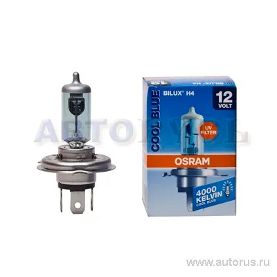 Лампа галогенная 12V H4 60/55W 4000K синий 1 шт. картон OSRAM COOL BLUE 64193CB