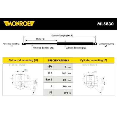 Амортизатор крышки багажника VW Passat B6 MONROE ML5830