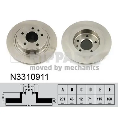 Диск тормозной CHEVROLET CRUZE/ORLANDO/OPEL ASTRA J R16 09-> NIPPARTS N3310911