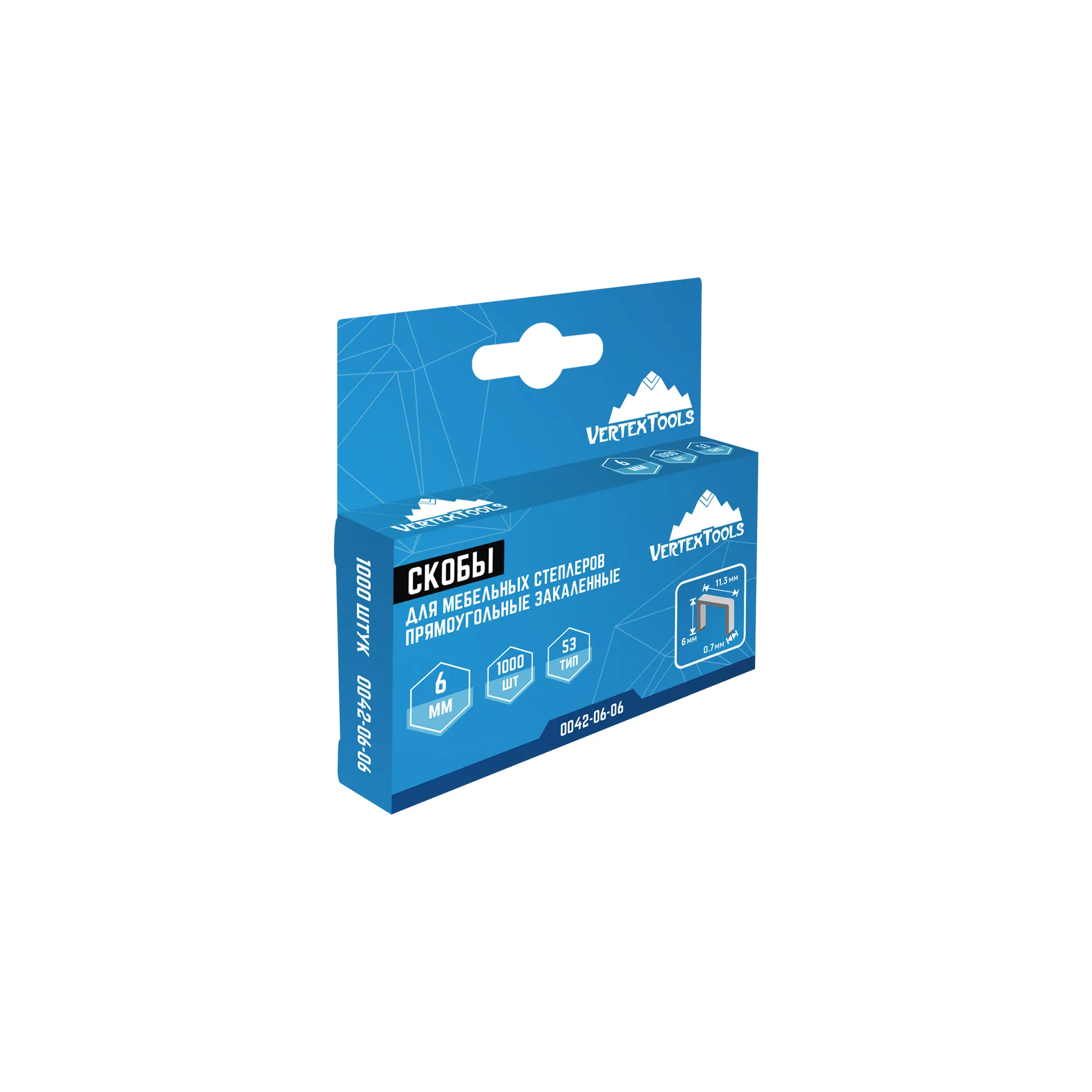 Скобы для мебельных степлеров 6 мм тип 53 (20/ 300), шт VertexTools 0042-06-06