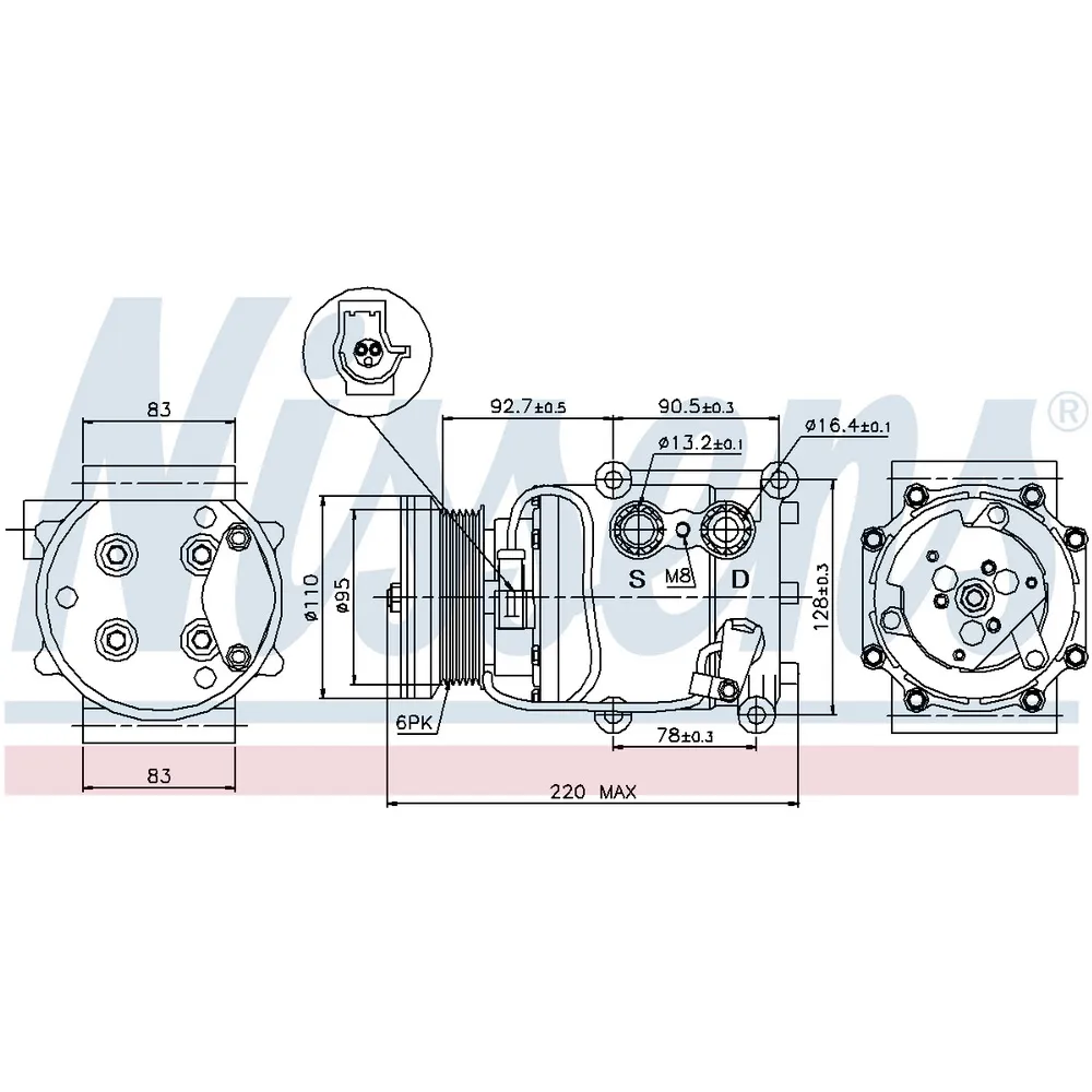 Компрессор кондиционера FORD Fiesta V 01-07/Fusion 02->/MAZDA 2 03-07 NISSENS 89071