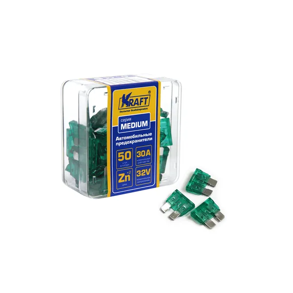 Набор предохранителей 30а (medium 50шт) пласт.кор. KRAFT KT870007