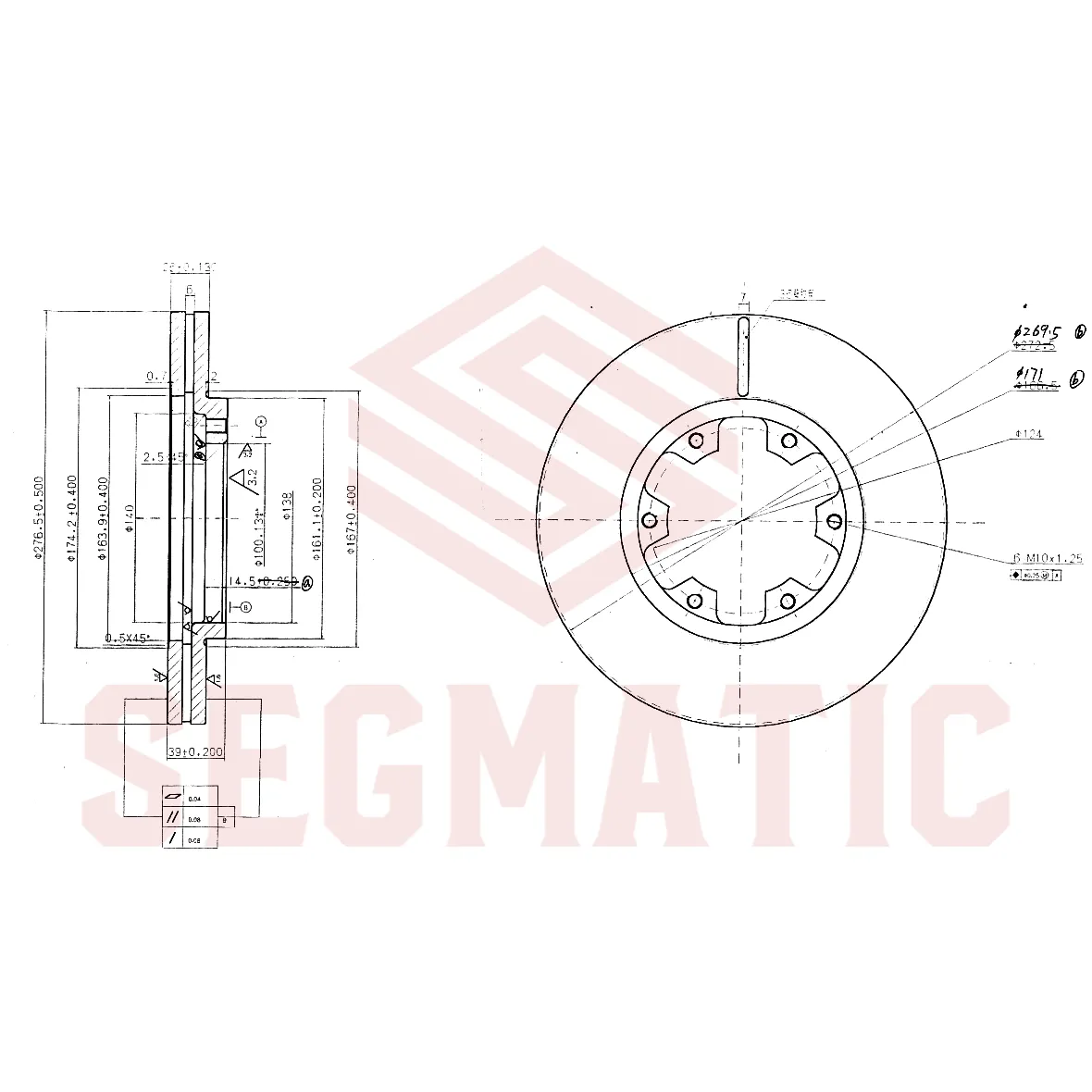 Диск тормозной передний вент FORD MAVERICK 1993-1998 -, NISSAN KING CAB D22 1998-2012 -, NISSAN TERRAN SEGMATIC SBD30093483