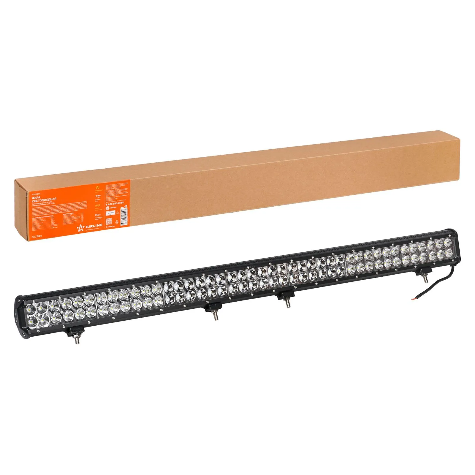 Фара светодиодная (балка) двухрядная 84LED, комбин.свет, 252Вт, 980х78х65мм, 12/24В AIRLINE ALED054