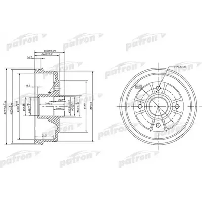 Барабан тормозной задн RENAULT: 11 83-88, 19 I 88-92, 19 I Chamade 8 PATRON PDR1146