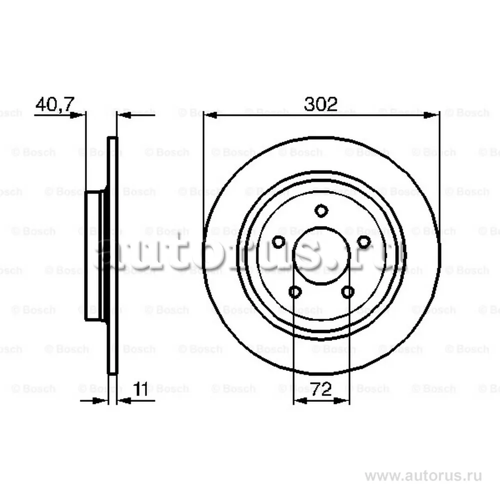 Диск тормозной MAZDA 5 05- BOSCH 0986479233