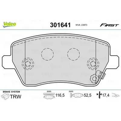 Колодки тормозные передние VALEO 301641