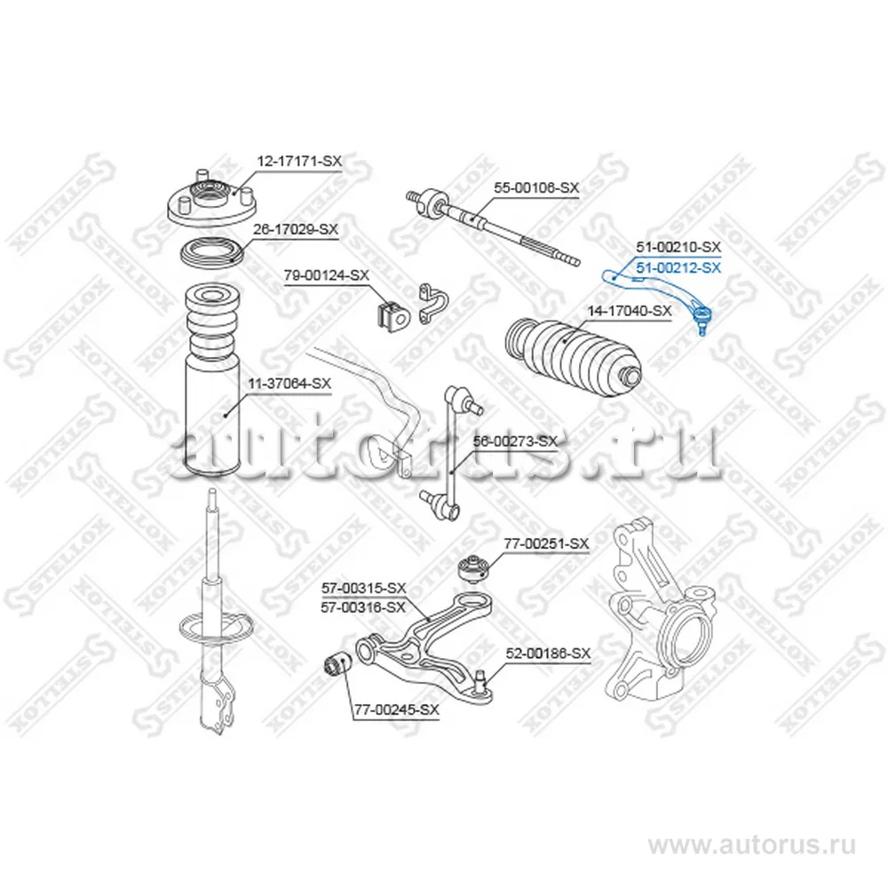Наконечник рулевой правый Honda Pilot 3.5 V6 03> STELLOX 51-00212-SX