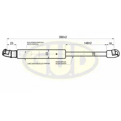 АМОРТИЗАТОР БАГАЖНИКА KIA CEE'D 09/07- 800N L=390/148MM