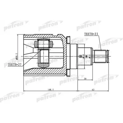 ШРУС внутренний левый 23x50x27 LEXUS RX300/330/350 MCU3 PATRON PCV1362