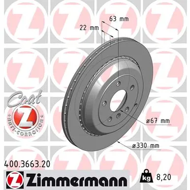 Диск тормозной ZIMMERMANN 400366320