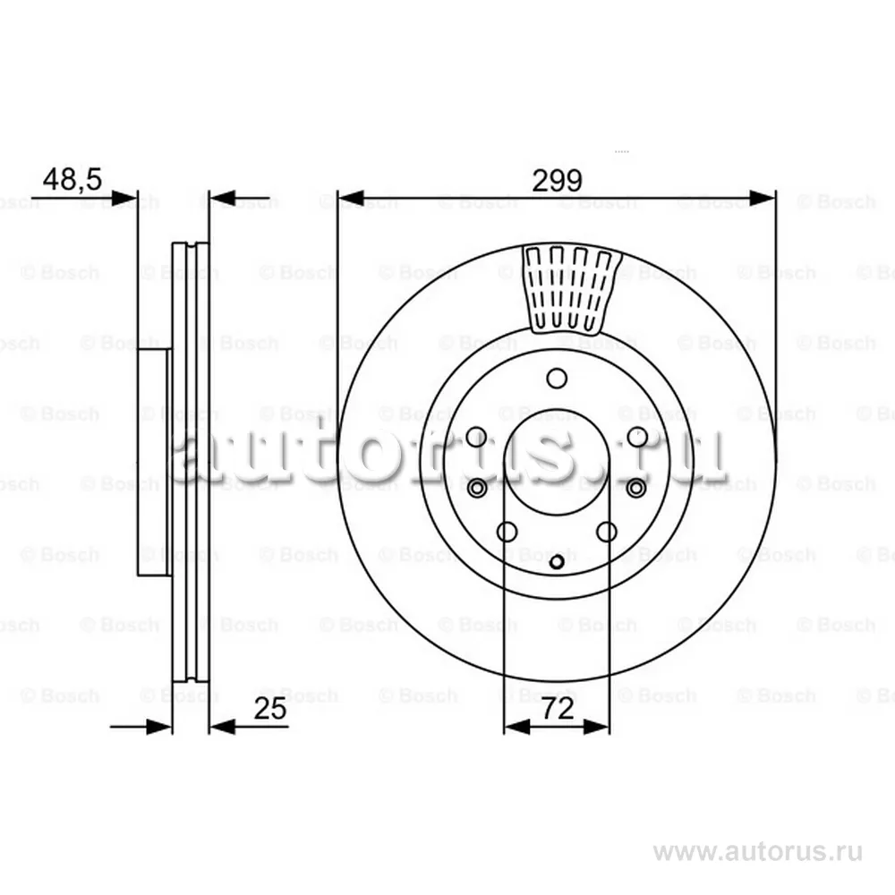 Диск тормозной MAZDA 6 07> передний вент. BOSCH 0 986 479 542