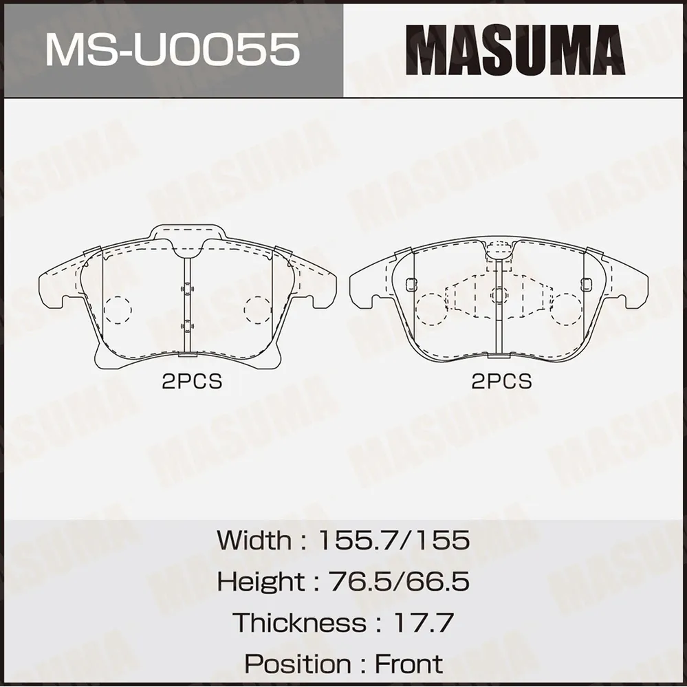 Колодки тормозные FORD MONDEO -22 дисковые перед. MASUMA MSU0055