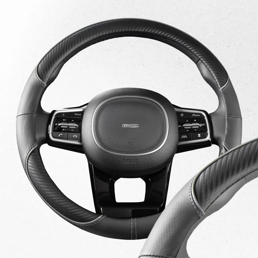 Оплетка на руль Combo-12 экокожа, Черно/Серая M, SKYWAY S01102474