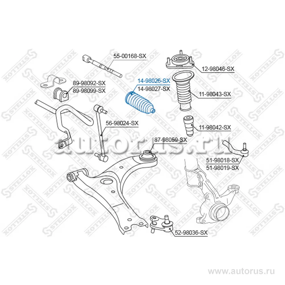 Пыльник рейки рулевой Toyota Avensis (T25) 03> STELLOX 14-98026-SX