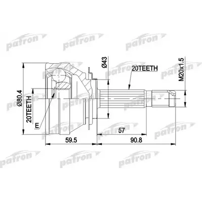 ШРУС наружн к-кт 20x43.1x20 FIAT: 127 78-82, FIORINO Pi PATRON PCV1019