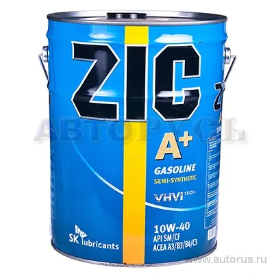 Масло моторное ZIC A Plus SM/CF 10W-40 полусинтетическое 20 л 193393