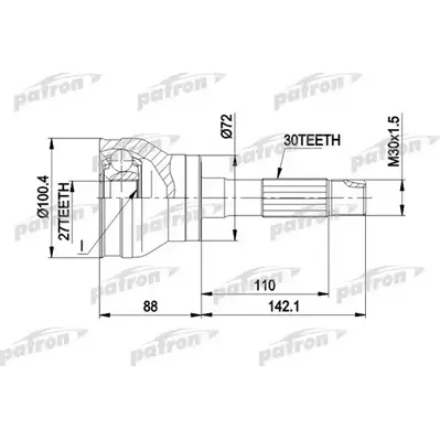 ШРУС наружн к-кт [A:30, B:27, D:100.4] MERCEDES-BENZ: 1 PATRON PCV1002