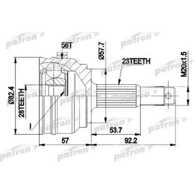 ШРУС наружн к-кт 23x57.7x28 CHRYSLER: NEON 94 - 99 PATRON PCV1330