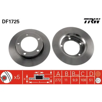 Диск тормозной ВАЗ 2121 передний 1 шт (MIN 2 шт) TRW DF1725