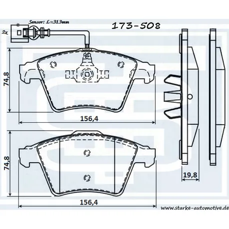 Колодки тормозные перед. VW TOUAREG (7L) for «1LB» / VW T-5 STARKE 173-508