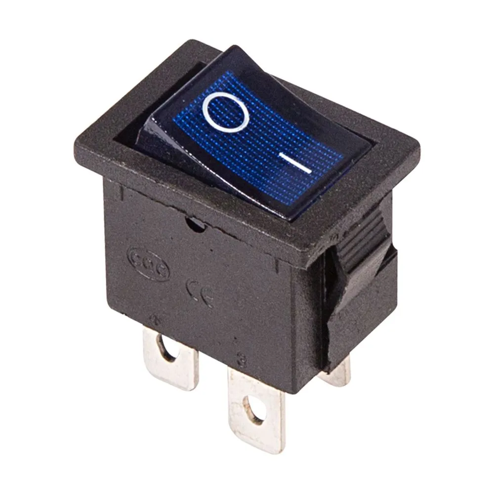 Выключатель клавишный 250V 6А (4с) ON-OFF синий с подсветкой Mini (RWB-207, SC-768) REXANT 36-2191