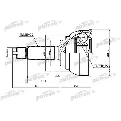 ШРУС наружный 25x50x25 HYUNDAI ELANTRA/LANTRA 90-95 PATRON PCV1012