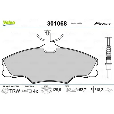 Колодки тормозные передние VALEO 301 068