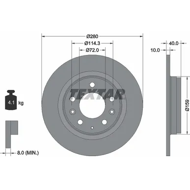 Диск тормозной задний с покрытием PRO HONGQI/MAZDA/MAZDA (FAW)/ ZHONGHUA(BRILLIANCE) TEXTAR 92125603