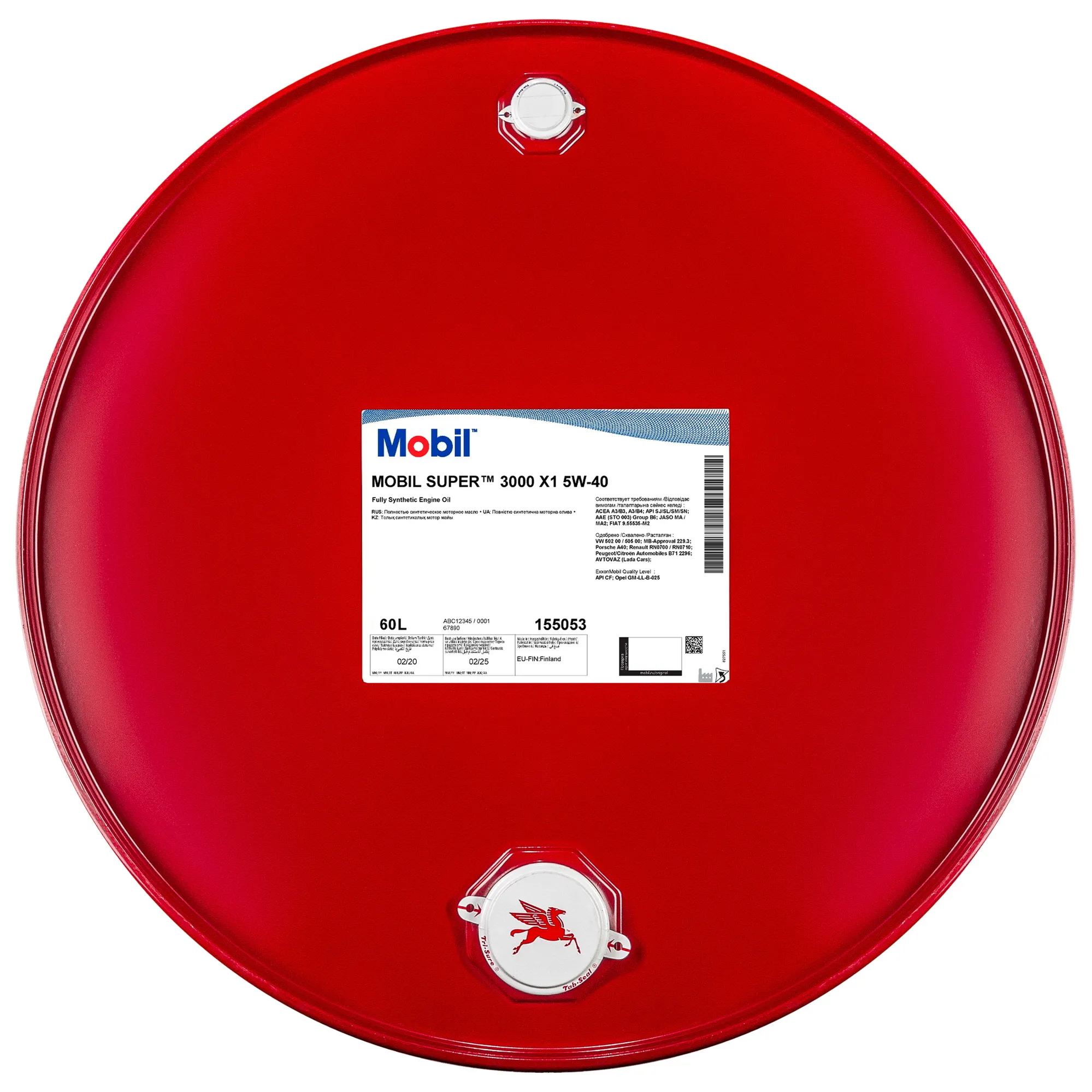 Масло моторное MOBIL Super 3000 X1 5W-40 синтетическое 60 л 154140