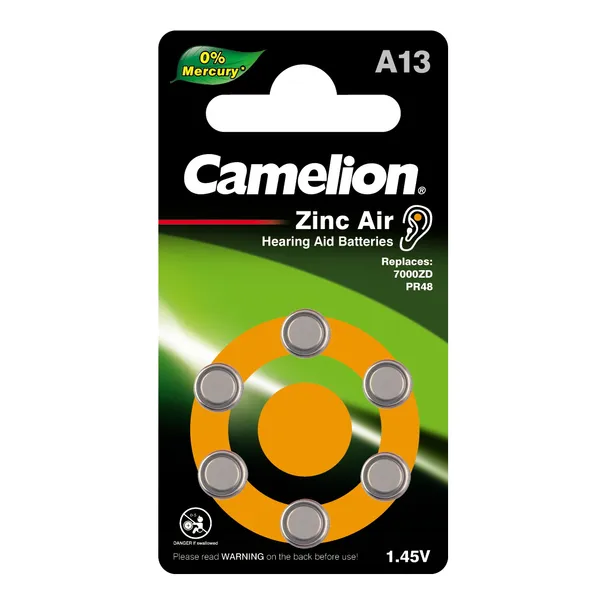 Батарейка воздушно-цинковая Camelion Zinc Air PR48 1,4V (6 шт) A13-BP6(0Hg)