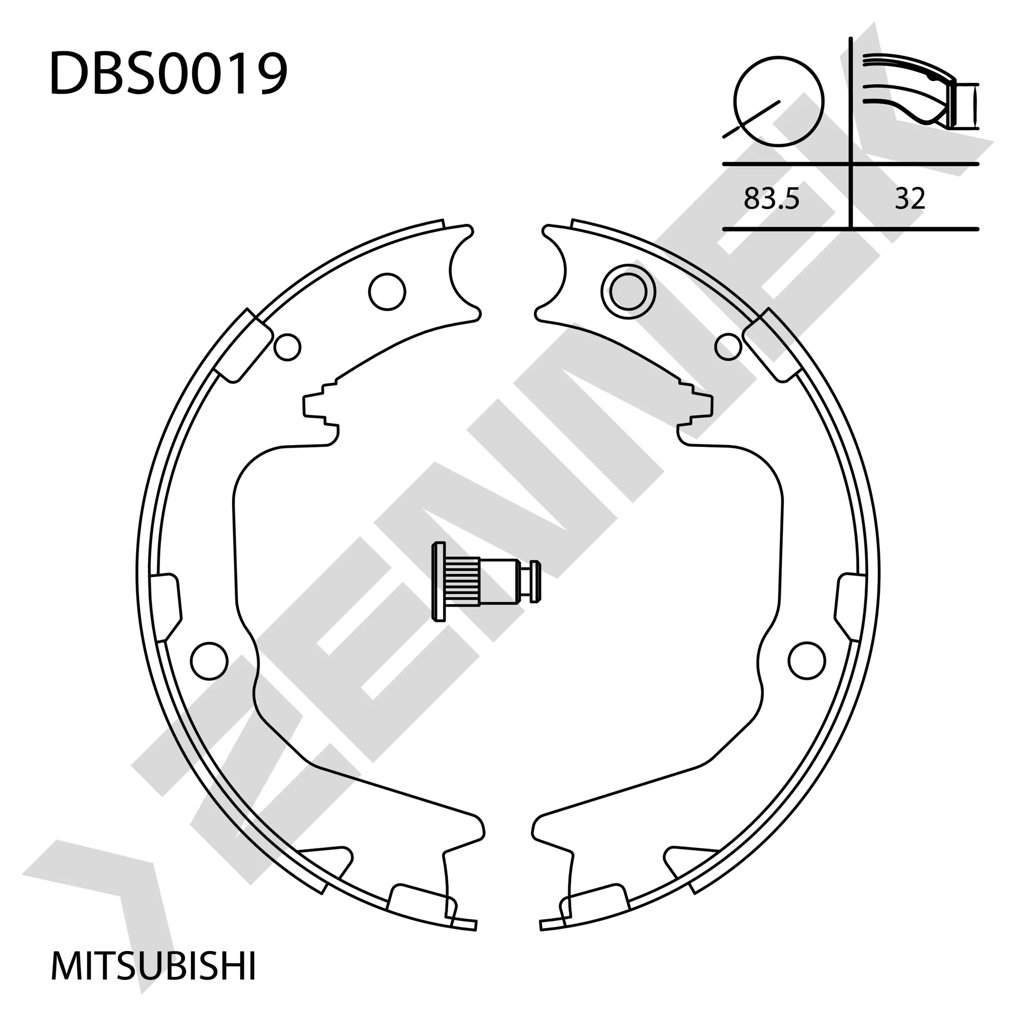 Колодки тормозные барабанные ECLIPSE 89-94, GALANT 88-96, LANCER 95-07 ZENNEK DBS0019
